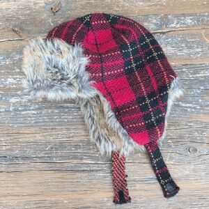 Roots Kids Plaid Lumberjack Fur Hat SZ L/XL
